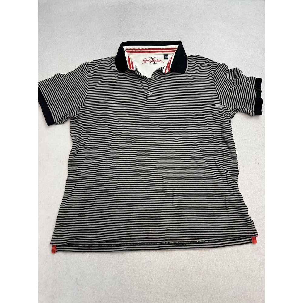 Robert Graham X Polo Shirt Mens XL Black Stripe Cotton Stretch Casual SS Preppy